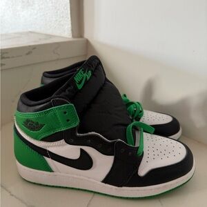 Nike Black, White, and Green High-Top Sneakers